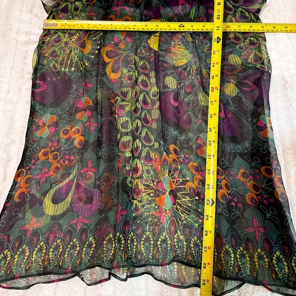 Custo Barcelona Haute Couture Sheer Velvet Multi Silk Blouse; Women's S-M - Picture 4 of 6